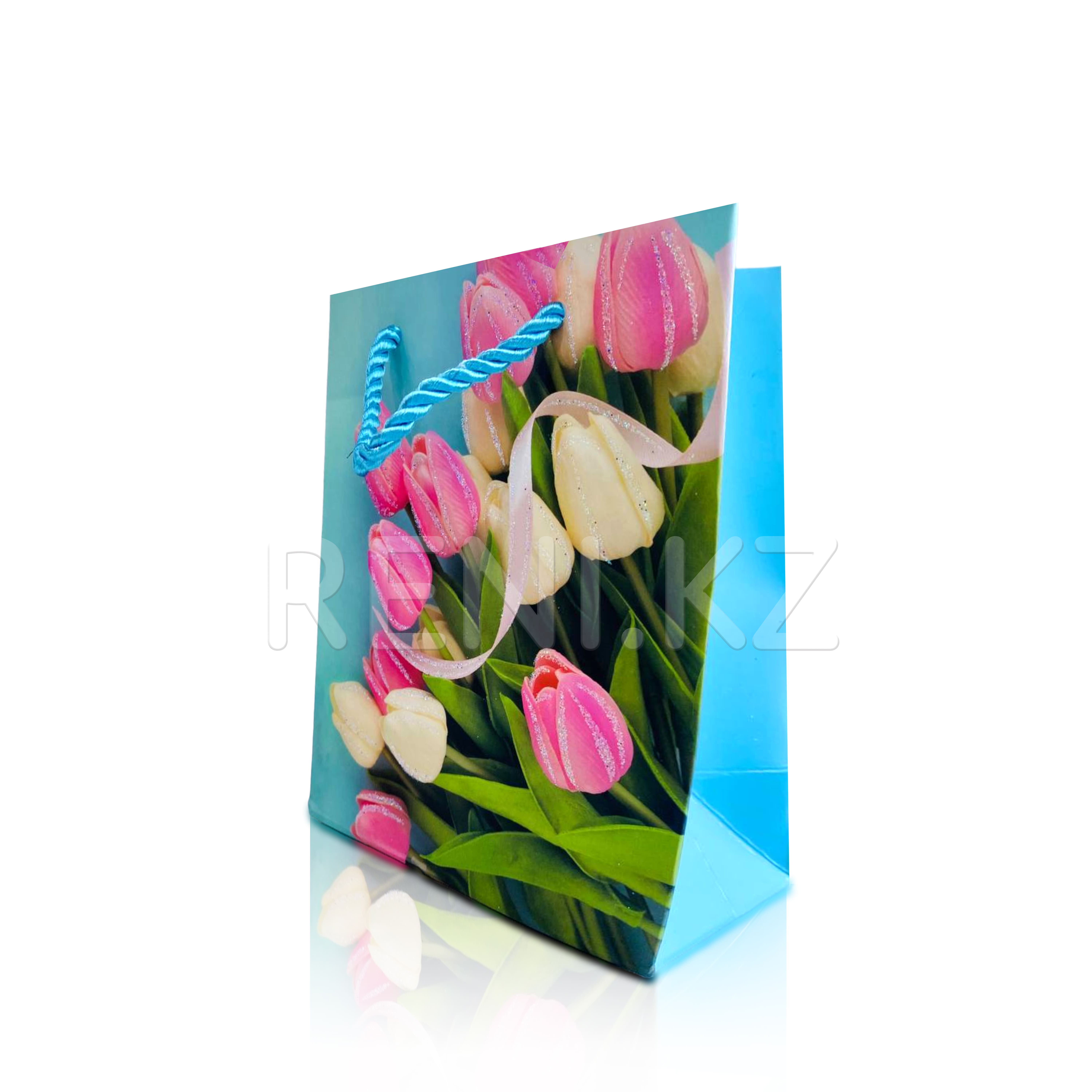 Подарочная сумочка 24*18см "Цветы"  (цвета в ассортименте)