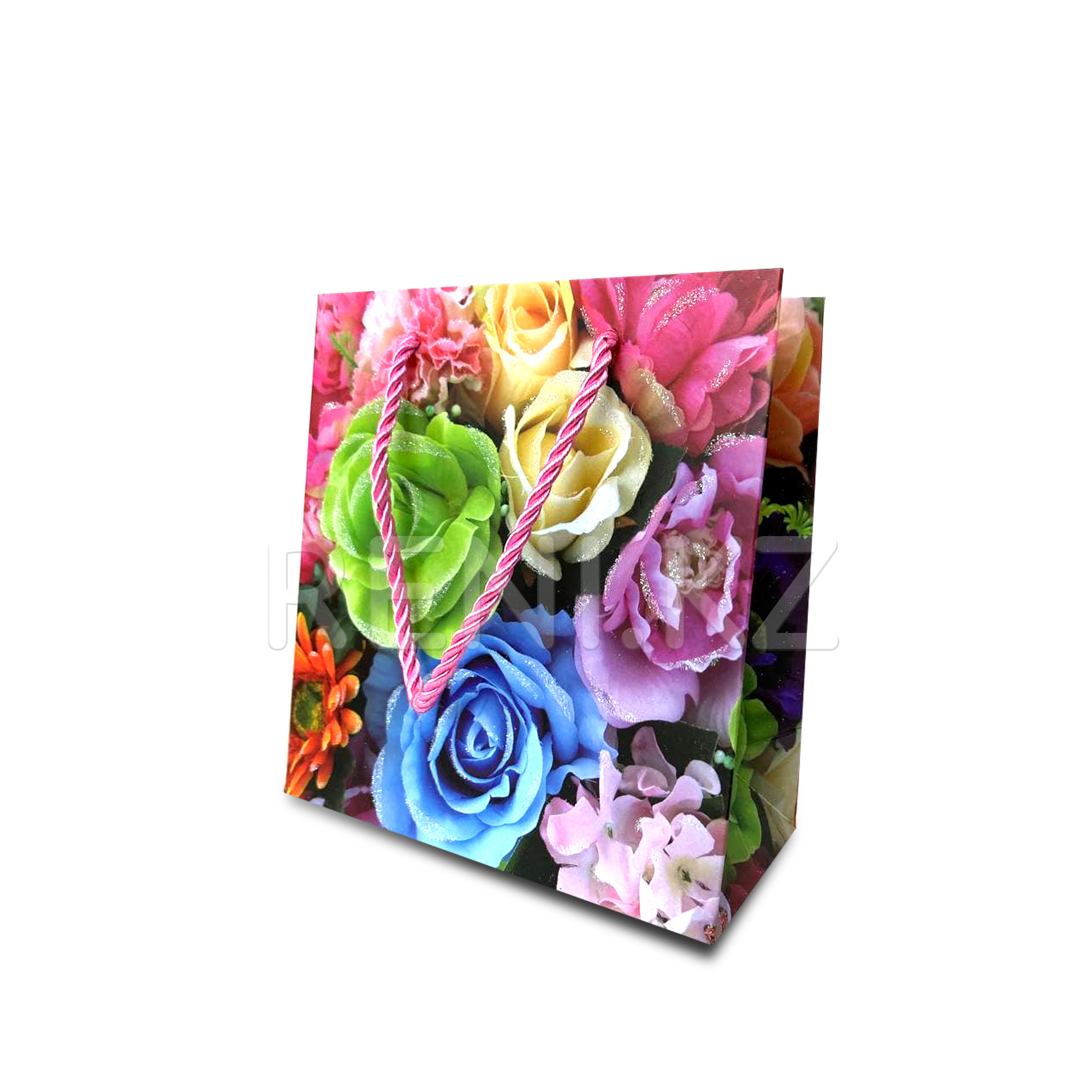 Подарочная сумочка 15*14см "Цветы" (цвета в ассортименте)