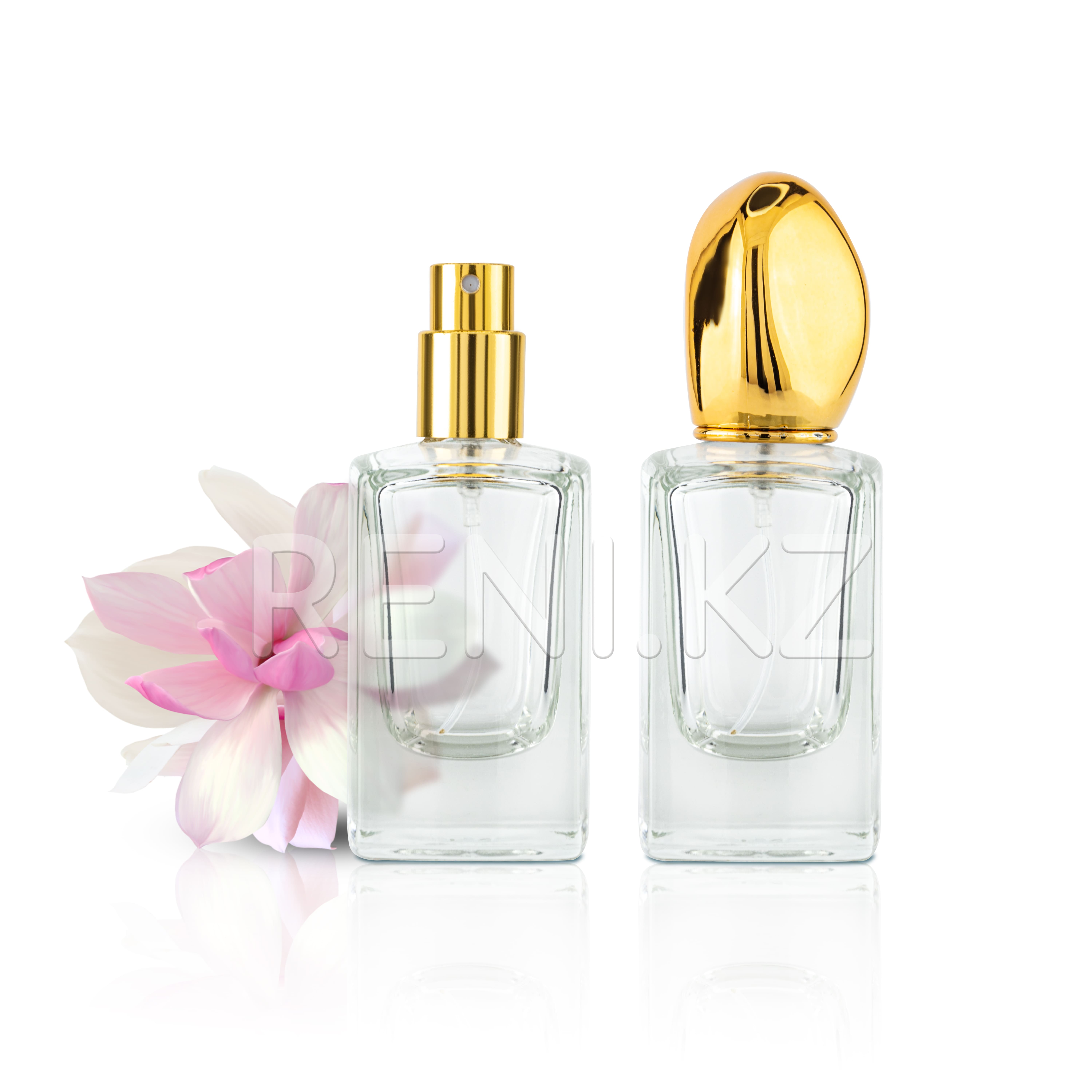 Фиори 30 мл, прозрачное стекло, золотая крышка, спрей